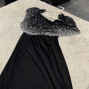 b. makowsky Black Evening Dress with Silver Beaded Bodice
